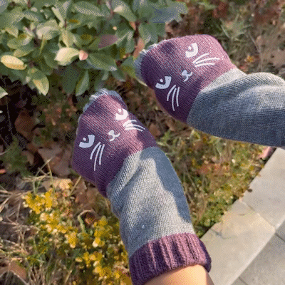 🔥🧤Damen-Strickhandschuhe ohne Finger mit süßem Katzenmuster🐱