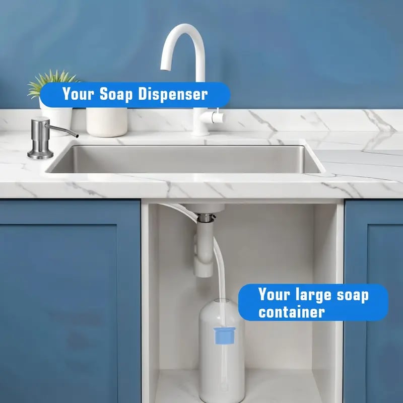 ✨ JETZT 50 % RABATT! !✨🧴 Edelstahl-Seifenspender für Spülbecken – mit verlängertem Silikonschlauch & praktischer Pumpe, ideal für Küche & Bad 🚰