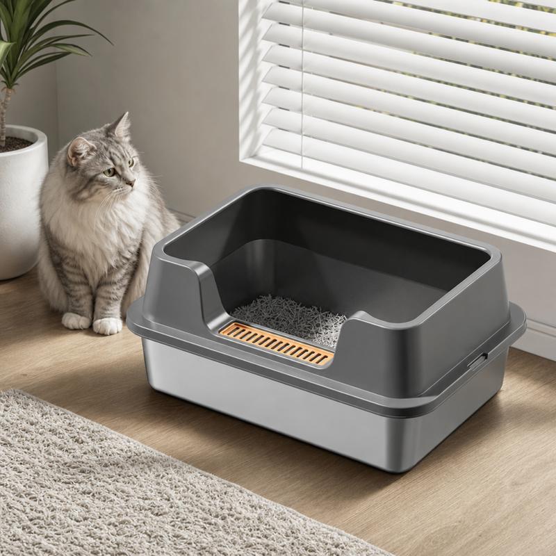 😺 50% RABATT! 🛡️ Edelstahl-Katzentoilette – Geruchsdicht, streusicher & leicht zu reinigen – Ideal für Mehrkatzen-Haushalte 🐾