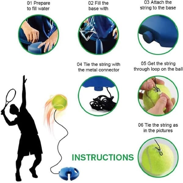 📢📢50% RABATT !!⏰🎾 Tragbarer Tennistrainer mit befüllbarem Sockel für Einzeltraining & Familie