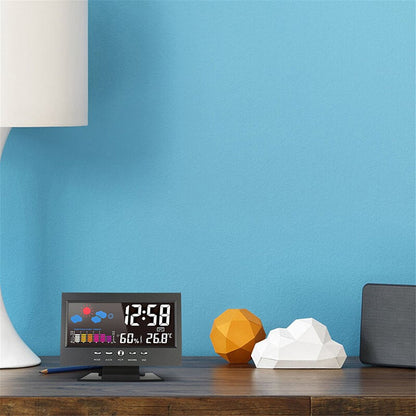 🔥bestes Geschenk-45% Rabatt🔥Digitaler LED-Temperatur- und Luftfeuchtigkeitsmonitor, Wettervorhersage, LED-Tischwecker