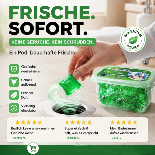 🚽 50% RABATT! 🌿 Abfluss‑Deodorant‑Tabs – Bio‑Enzym, geruchsneutral & chemiefrei ✨
