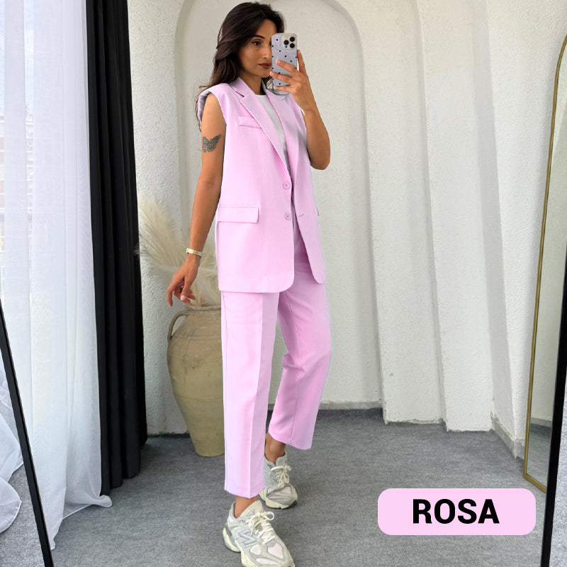 👔💖 50% RABATT! Stilvolles Set aus ärmellosem Blazer und hoch taillierter Hose für Damen – Modern, elegant & perfekt für Büro oder festliche Anlässe ✨