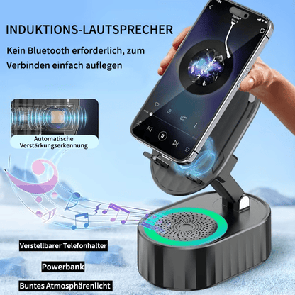 ✨ 2025 Upgrade Handyhalter mit Ein-Touch-Lautsprecher, Powerbank und warmem Umgebungslicht! 🌟