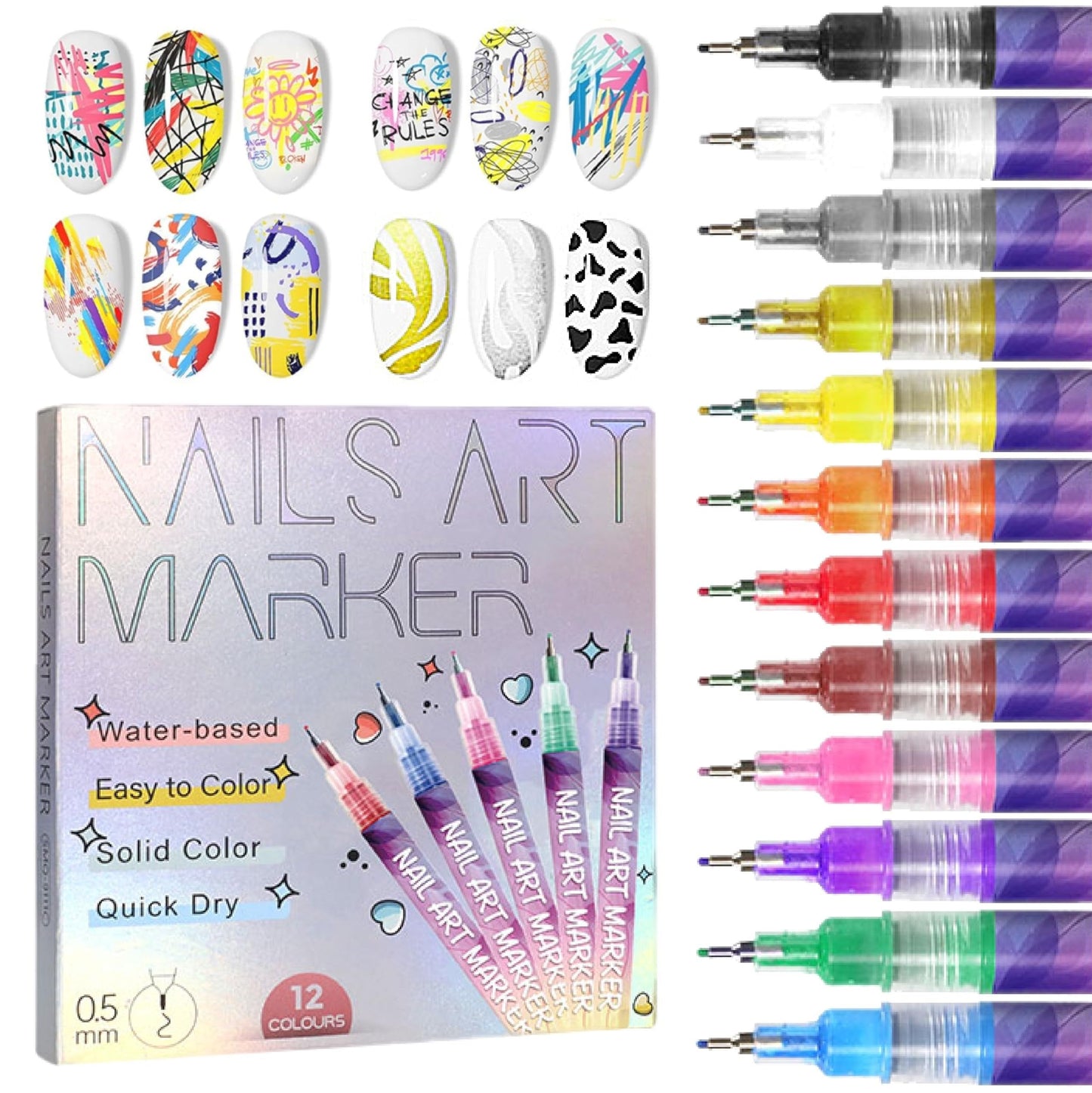 🎨Kreatives Nageldesign-Set mit 12 Farben – geeignet für Nageldesign-Begeisterte jeden Alters