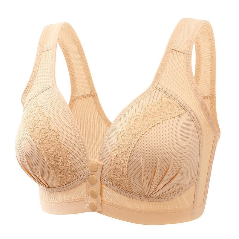 👙 50% RABATT! 🌸 Atmungsaktiver Baumwoll-BH mit Knopfleiste – Einfaches An- und Ausziehen, Weicher Tragekomfort & Anpassbarer Halt 🎀