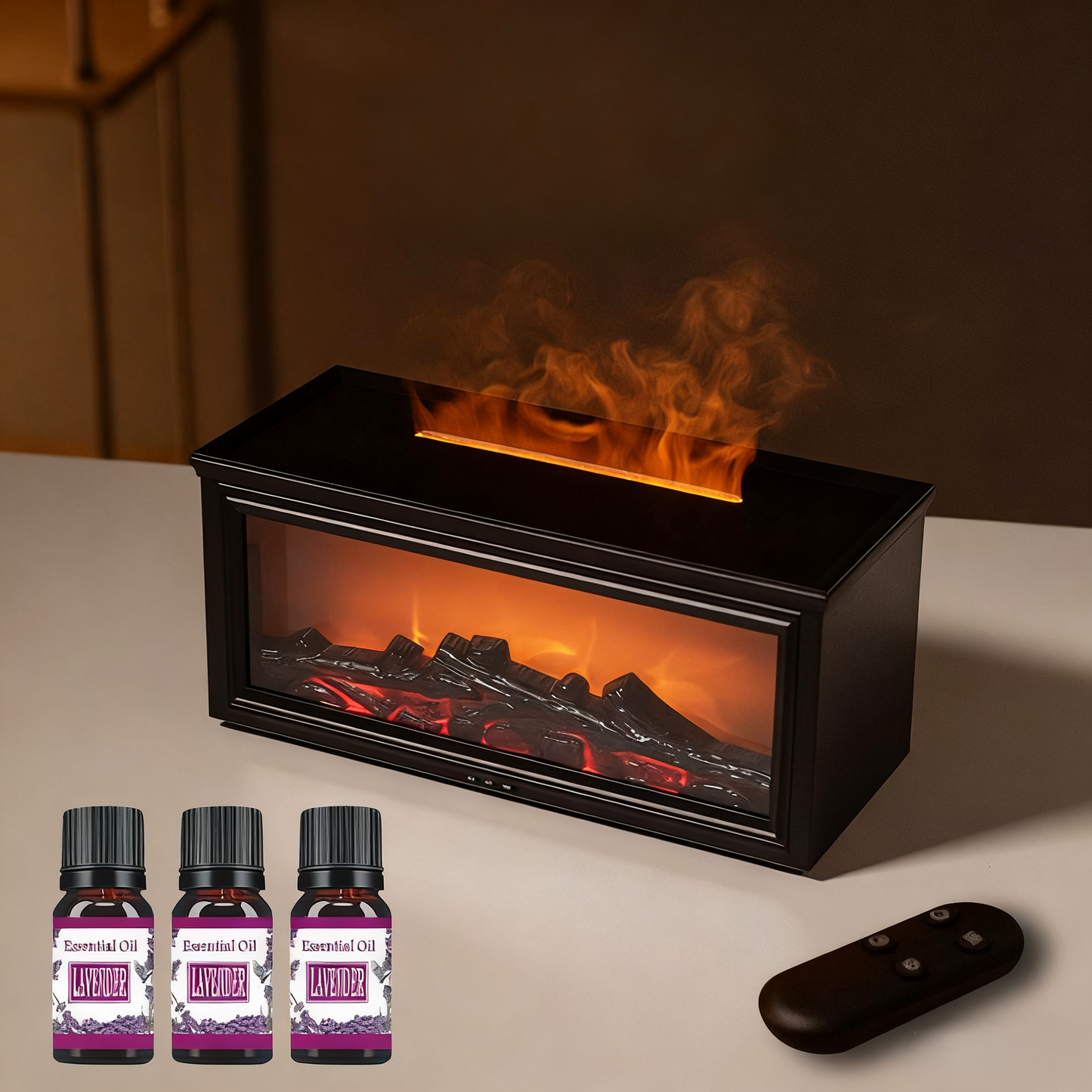 🔥 50 % RABATT 💦 Luftbefeuchter mit Kaminfeuer-Effekt – 7 LED-Farben und Fernbedienung, beruhigende Atmosphäre für Zuhause/Büro 🌙📦