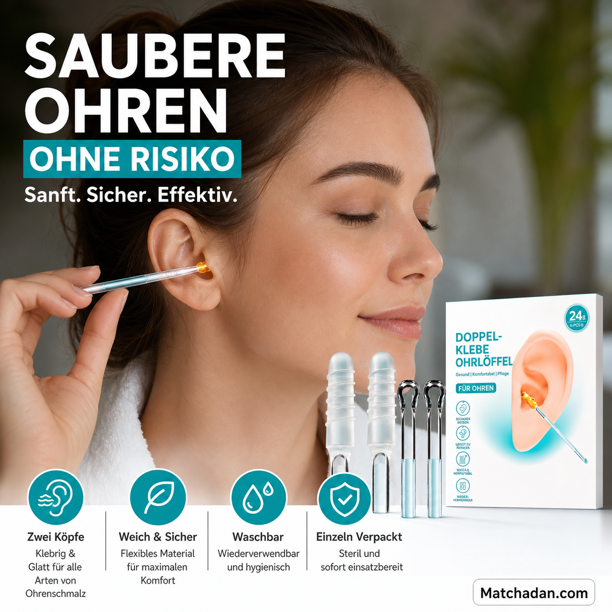 Selbstklebendes Werkzeugset zum Entfernen von Ohrenschmalz