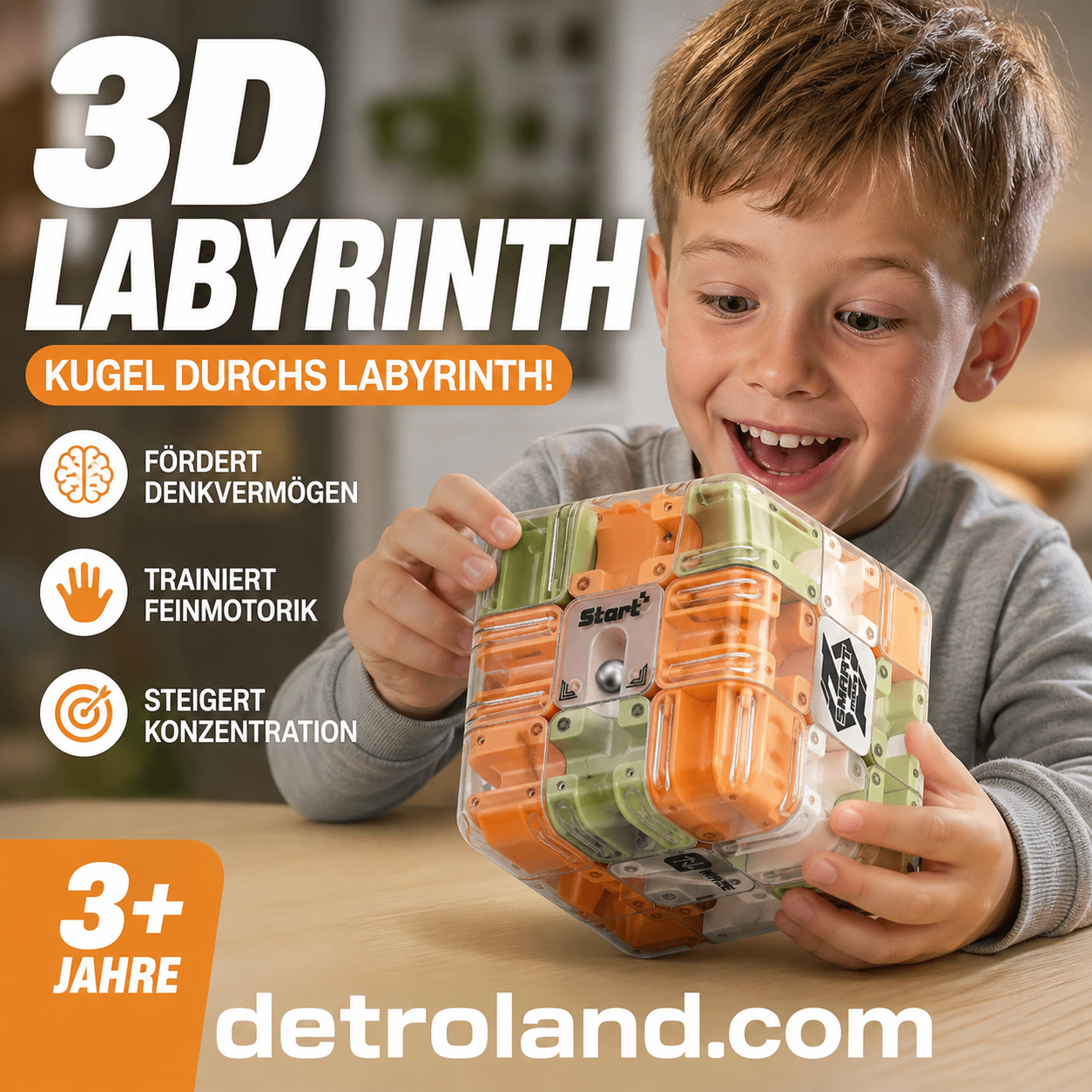🧩 JETZT 50 % RABATT! ✨ Großes 3D-Labyrinth-Puzzle-Würfel – 120 herausfordernde Routen mit sanfter Drehung für die kognitive Entwicklung und Spaß 🧠🔛