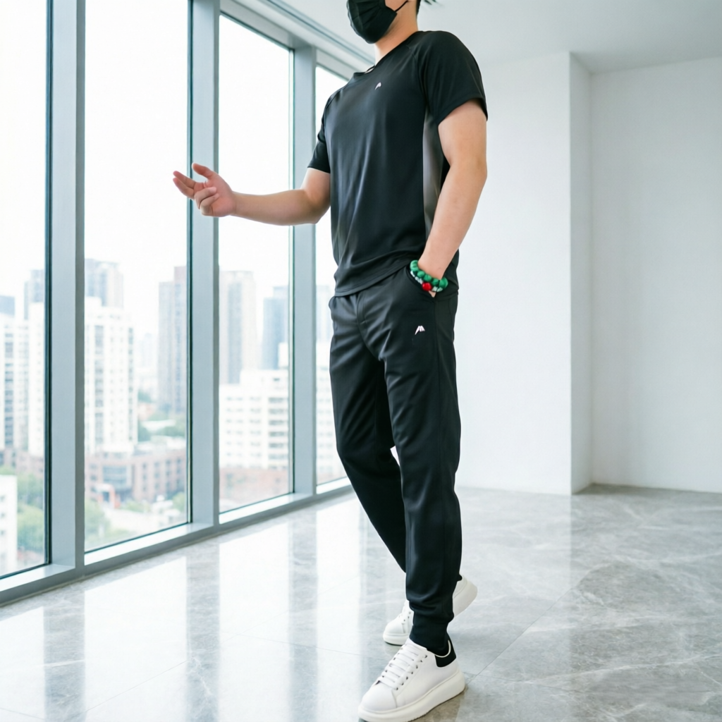 🏆🌀Zweiteiliges Sport-Set für Herren: Kurzarm-T-Shirt & Lange Hose