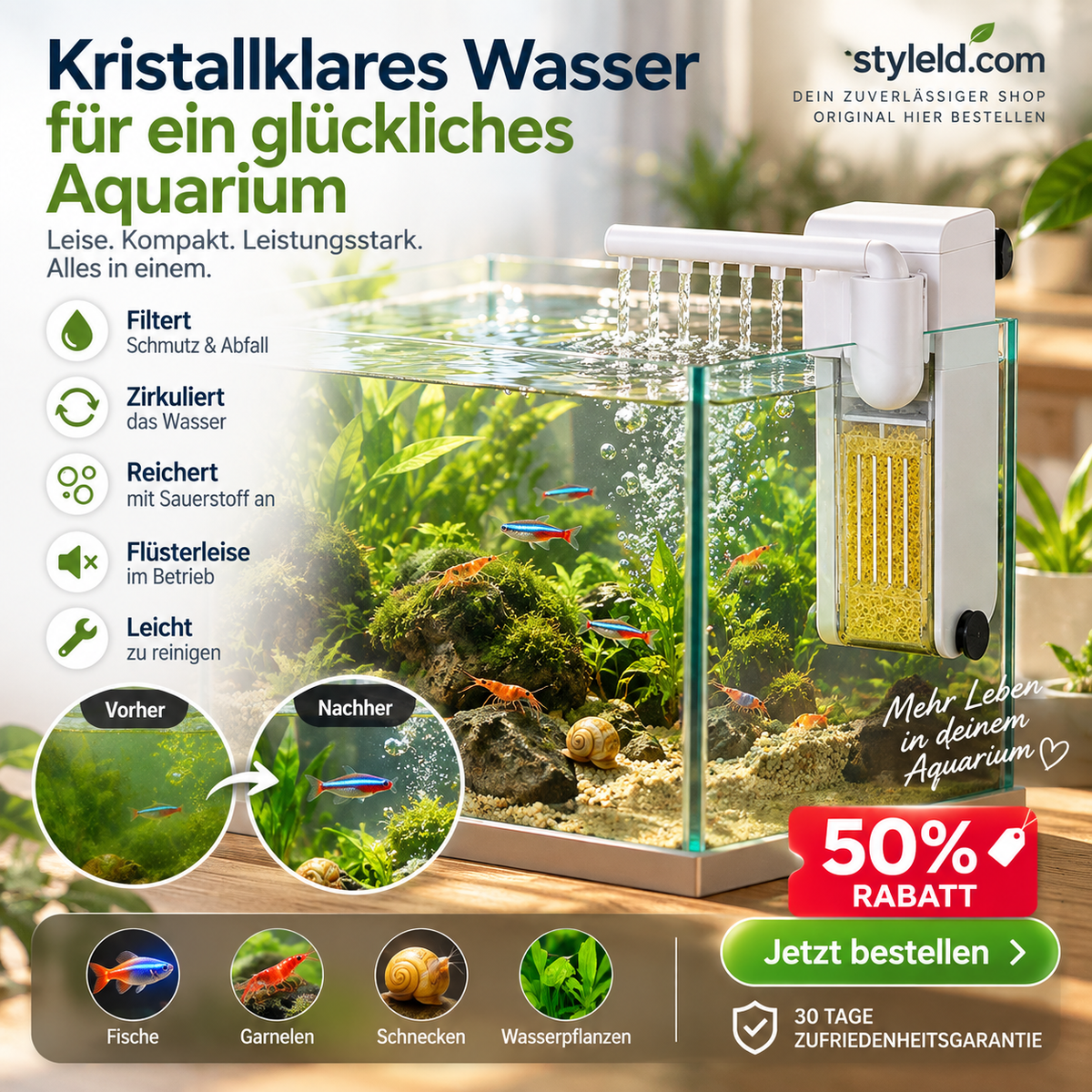 🌊🐠 Multifunktionaler Mini-Filter – Filterung, Umwälzung & Belüftung – 2 Stück versandkostenfrei! 🌿