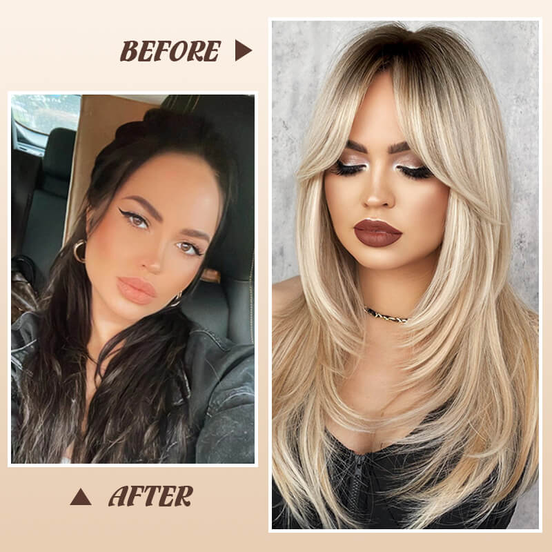 💕Layered Pony lange Perücke 🌸