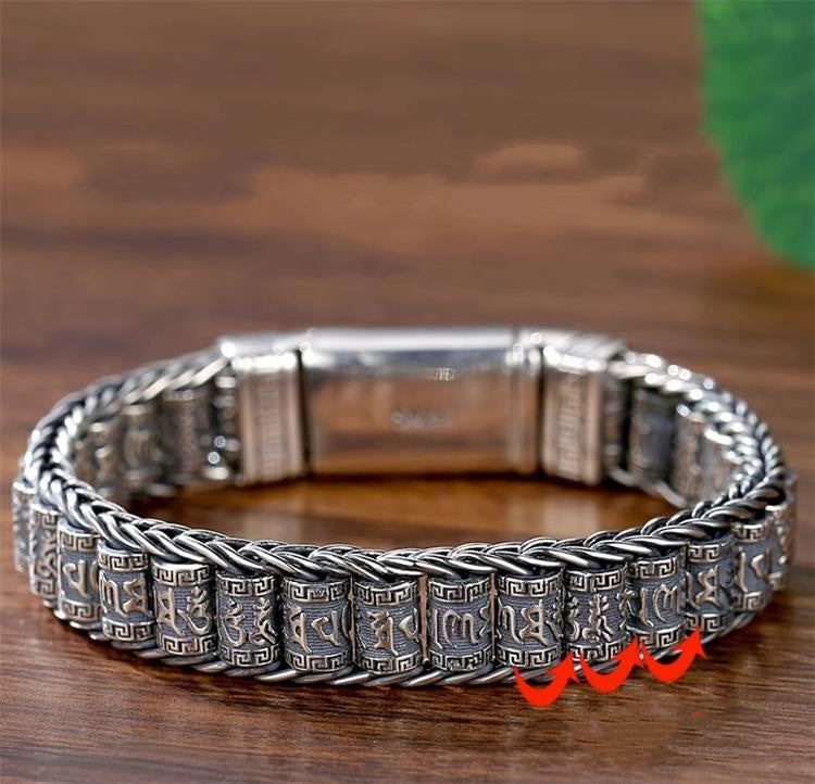 ✨ Tibetisches Gebetsmühlen-Armband – 925er Sterlingsilber, Glücksbringer & Valentinstagsgeschenk