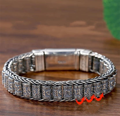 ✨ Tibetisches Gebetsmühlen-Armband – 925er Sterlingsilber, Glücksbringer & Valentinstagsgeschenk