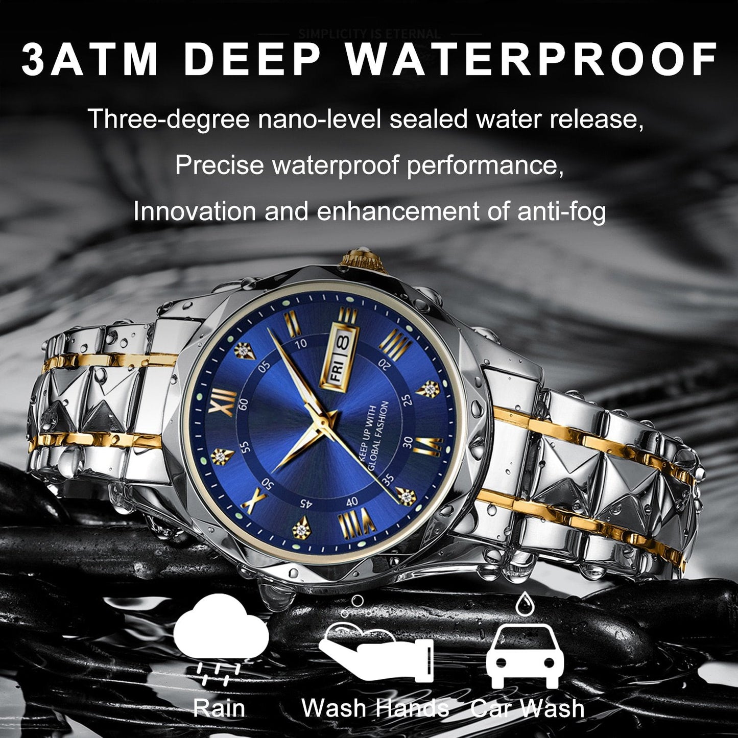 ⌚Ideales Geschenk - Wasserdichte Luxusuhr für Männer mit Leuchtmasse