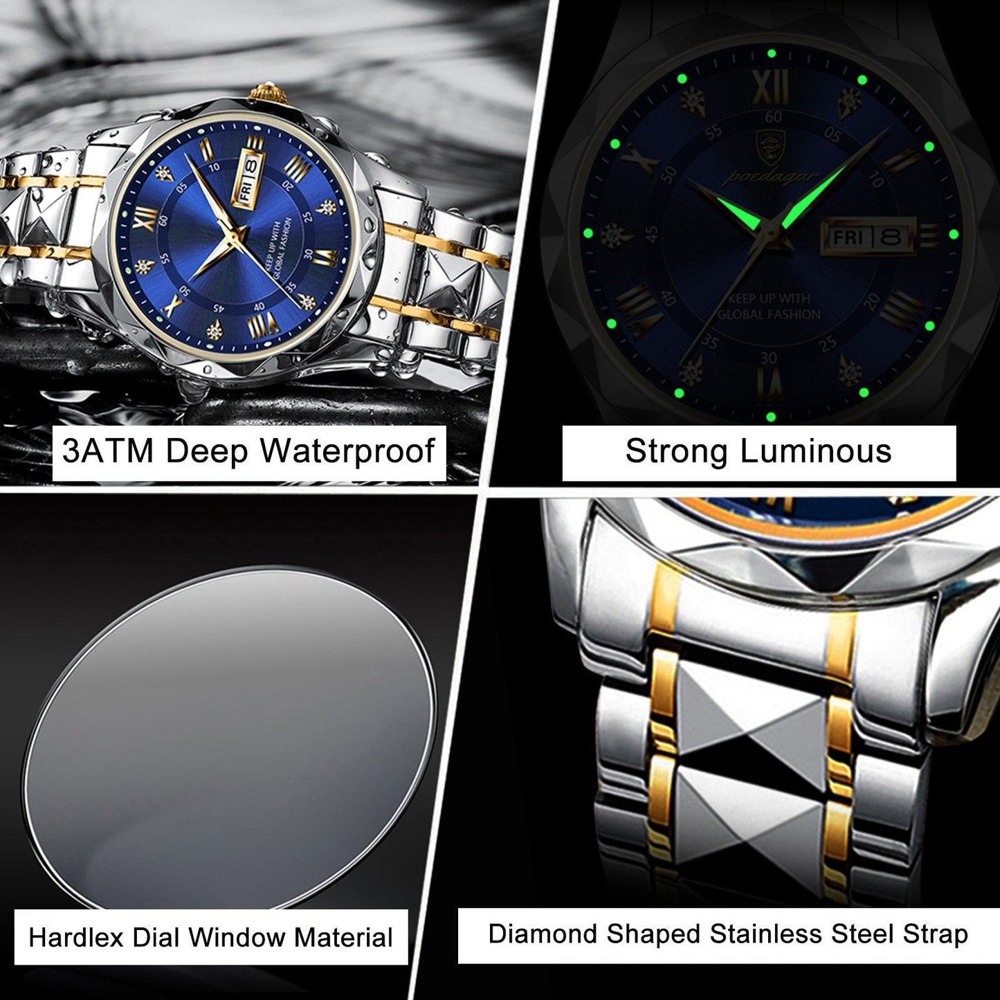⌚Ideales Geschenk - Wasserdichte Luxusuhr für Männer mit Leuchtmasse