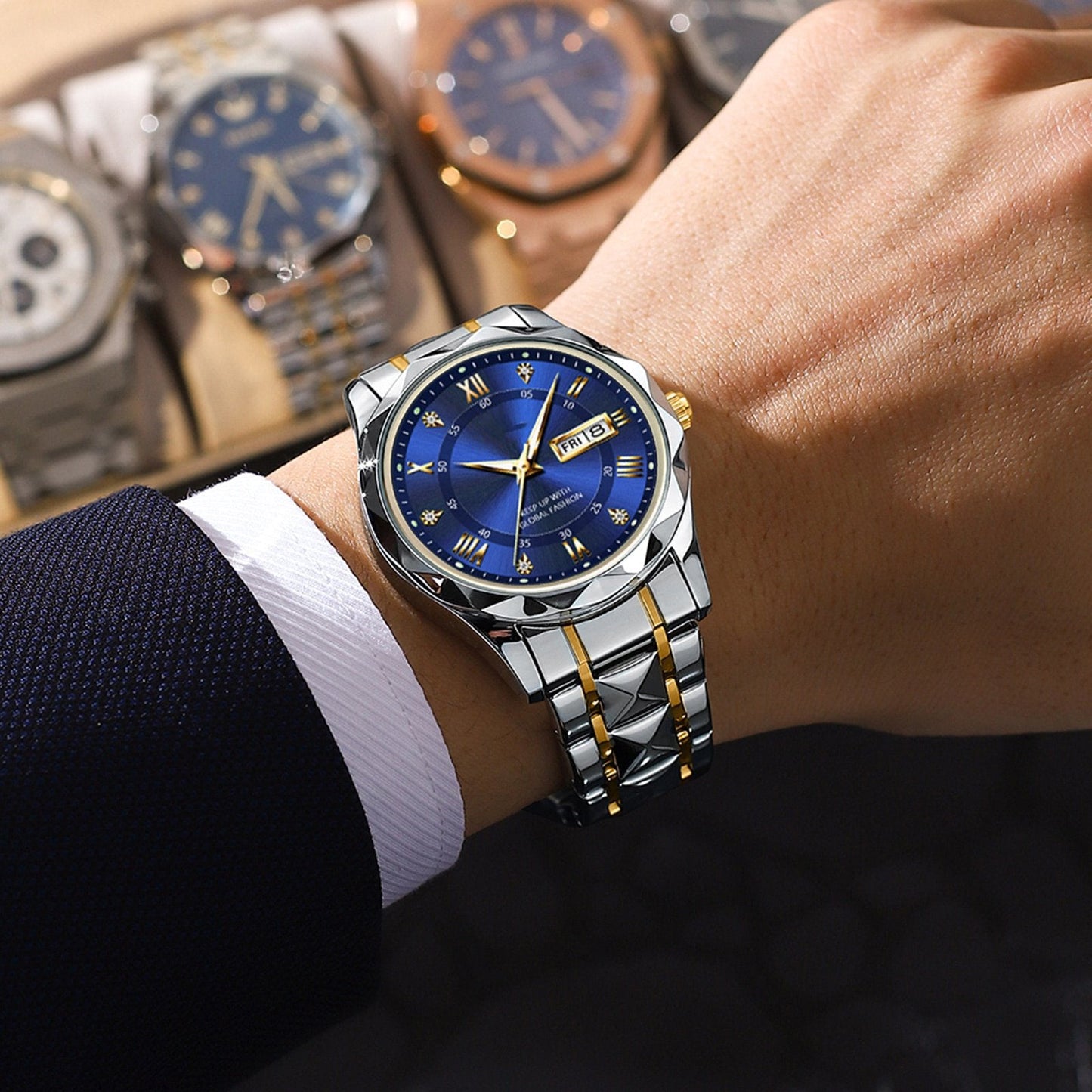 ⌚Ideales Geschenk - Wasserdichte Luxusuhr für Männer mit Leuchtmasse