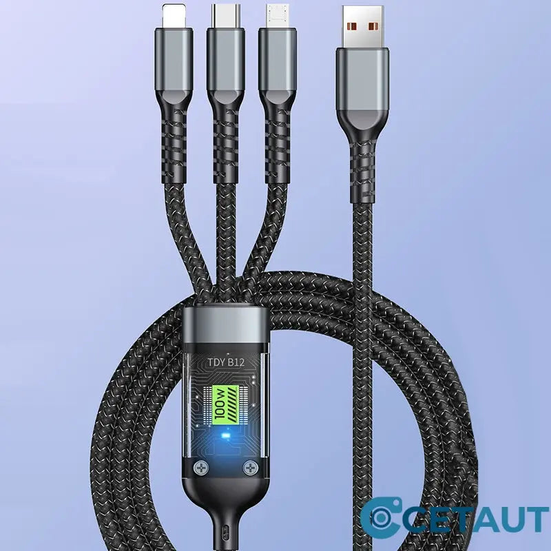 📱Transparentes, leuchtendes 3-in-1-Datenkabel mit superschneller Aufladung