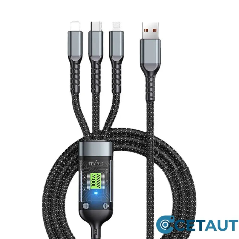 📱Transparentes, leuchtendes 3-in-1-Datenkabel mit superschneller Aufladung