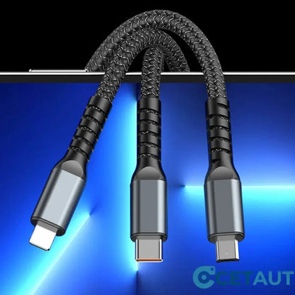 📱Transparentes, leuchtendes 3-in-1-Datenkabel mit superschneller Aufladung