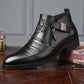 💰57 % RABATT !!🏆👞 Herren-Ankle-Boots aus Leder mit doppelseitigem Reißverschluss und spitzer Zehenpartie