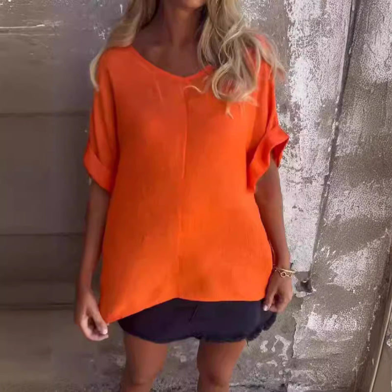Übergroßes T-Shirt mit V-Ausschnitt für Frauen