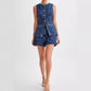 👖 Damen Denim Zweiteiler-Set ✨ Figurformendes Jeansweste & Shorts Set im Clean-Schnitt