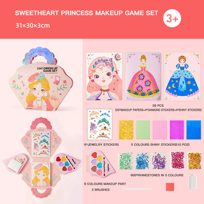 👑 50% RABATT SONDERANGEBOT! ✨ 3-in-1 Prinzessin Ankleid- & Schminkset - Enthält Kronen, Zauberstäbe & Schminke für Kreative Rollenspiele 🧚‍♀️✨