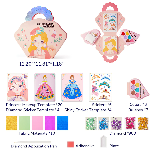 👑 50% RABATT SONDERANGEBOT! ✨ 3-in-1 Prinzessin Ankleid- & Schminkset - Enthält Kronen, Zauberstäbe & Schminke für Kreative Rollenspiele 🧚‍♀️✨