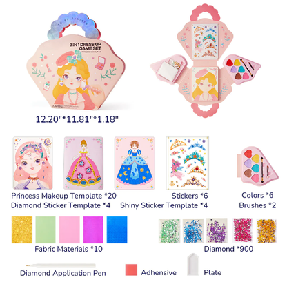 👑 50% RABATT SONDERANGEBOT! ✨ 3-in-1 Prinzessin Ankleid- & Schminkset - Enthält Kronen, Zauberstäbe & Schminke für Kreative Rollenspiele 🧚‍♀️✨