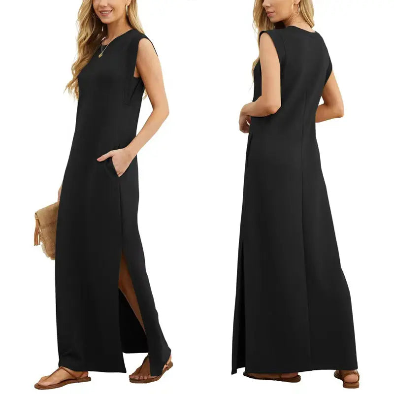 ⏳ 50% RABATT! Damen Sommerkleid – Baumwollmischung, Knitterfrei & Seitenschlitz – Loose Fit für Urlaub & Alltag, 6 Farben