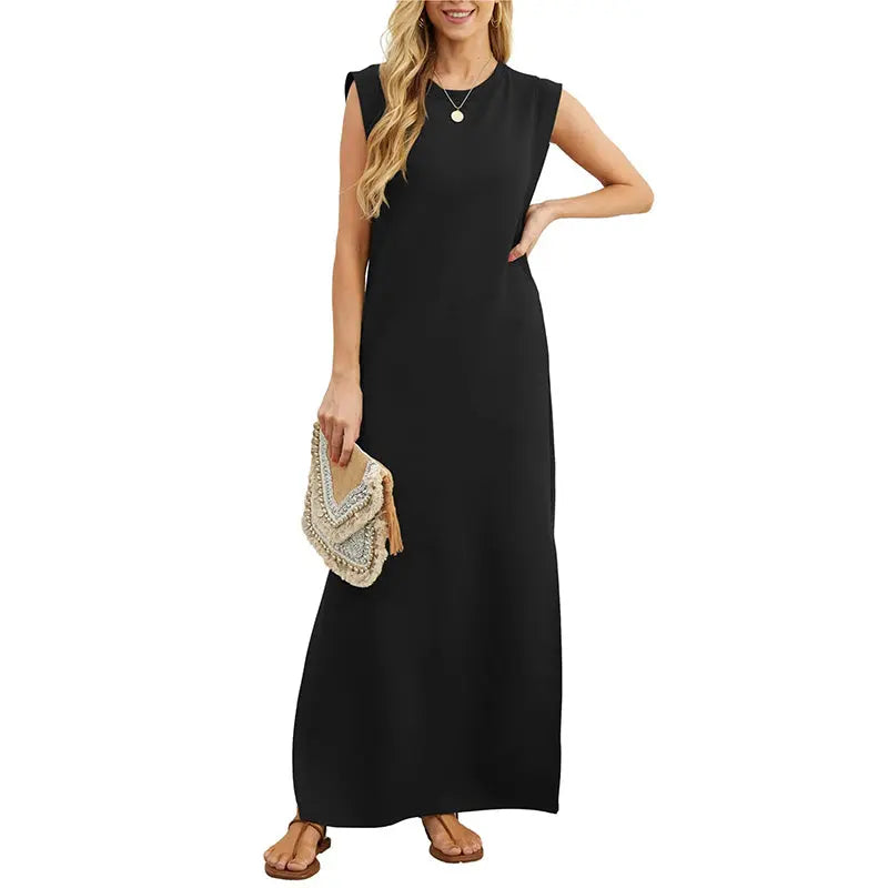 ⏳ 50% RABATT! Damen Sommerkleid – Baumwollmischung, Knitterfrei & Seitenschlitz – Loose Fit für Urlaub & Alltag, 6 Farben