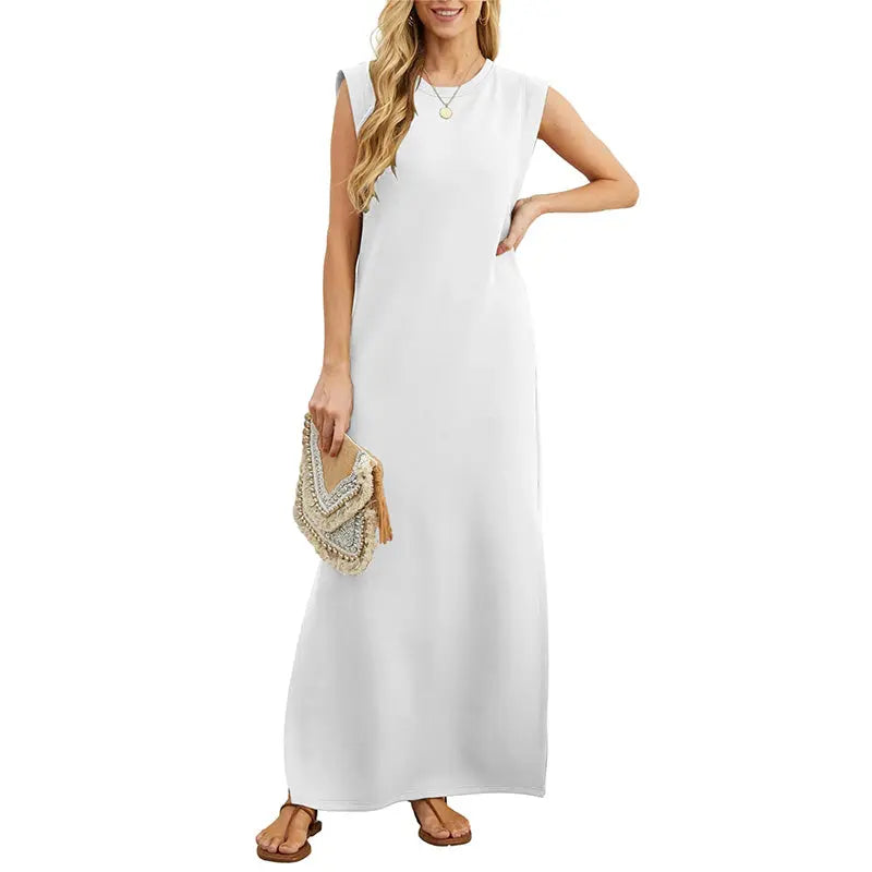 ⏳ 50% RABATT! Damen Sommerkleid – Baumwollmischung, Knitterfrei & Seitenschlitz – Loose Fit für Urlaub & Alltag, 6 Farben