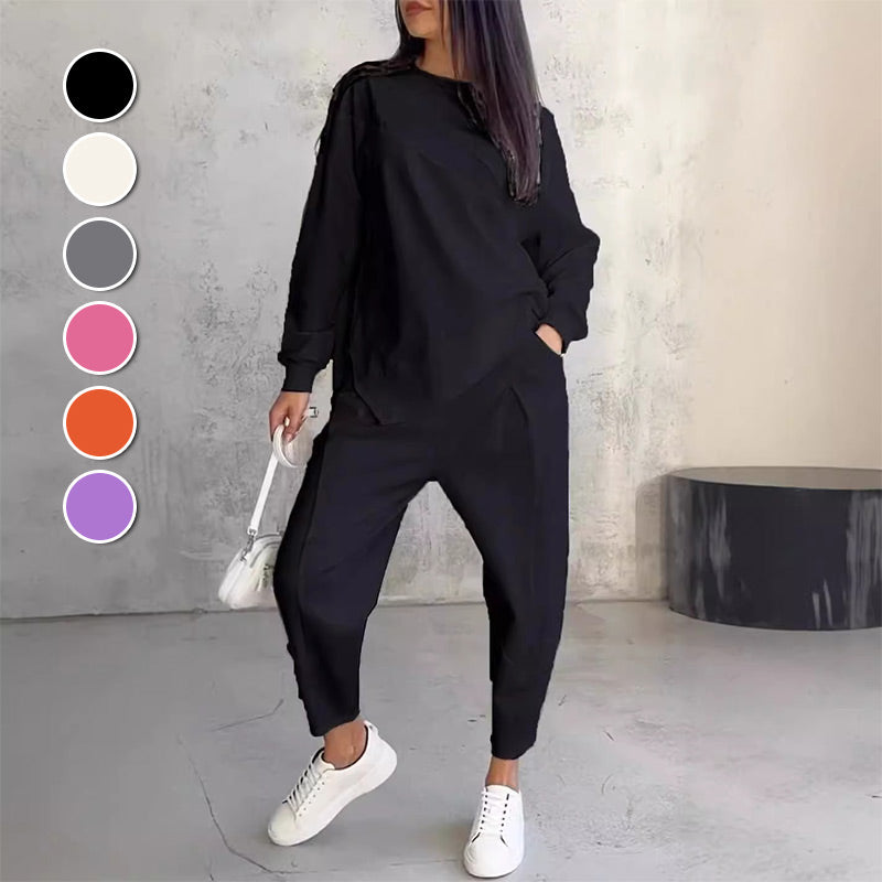 💕Damen Langarm-Sweatshirts mit unregelmäßigem Saum & Hosen-Set