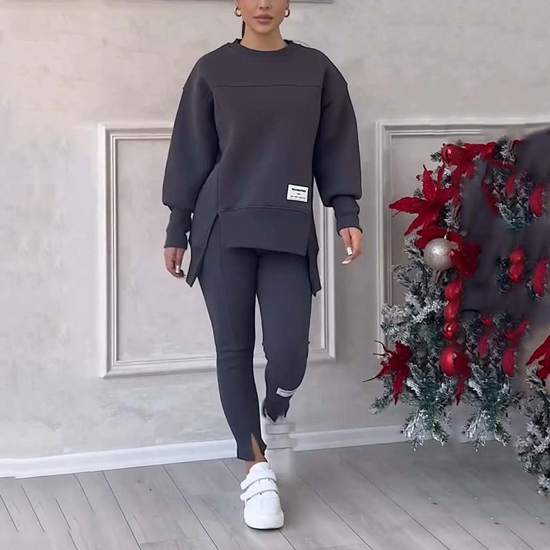 Lässiges Sweatshirt-Leggings-Set für Frauen