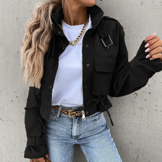 Urban Utility Kurzjacke "Military Chic" – Mit Stehkragen & verstellbarem Kordelzug