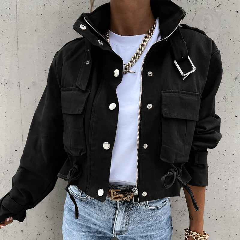 Urban Utility Kurzjacke "Military Chic" – Mit Stehkragen & verstellbarem Kordelzug