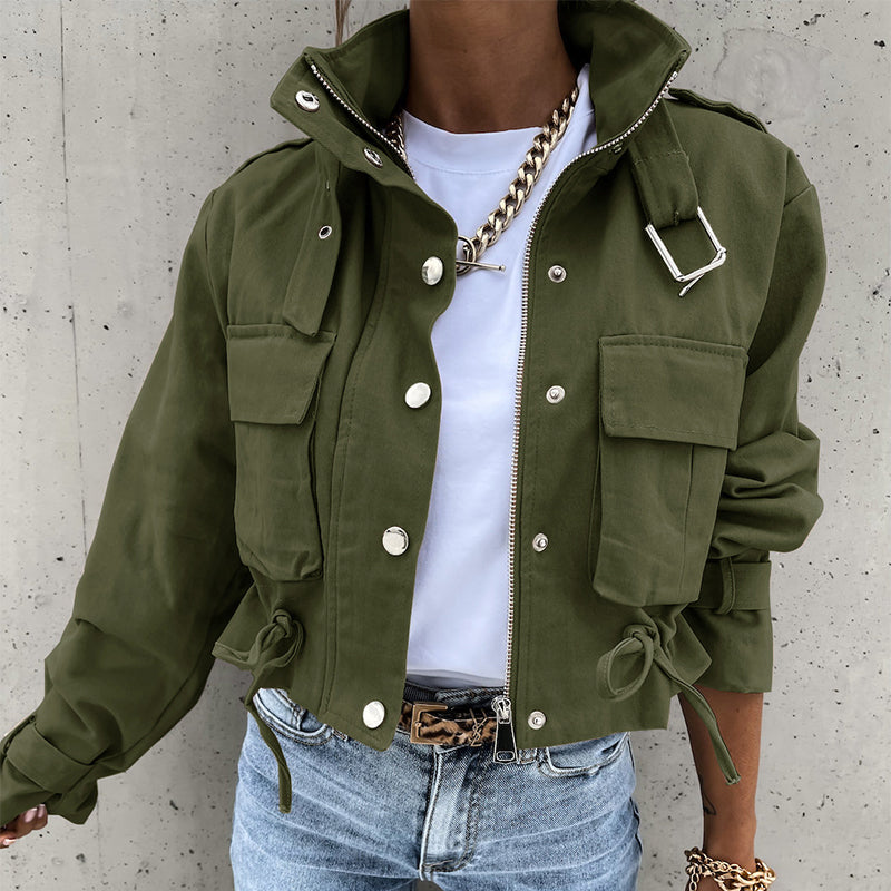 Urban Utility Kurzjacke "Military Chic" – Mit Stehkragen & verstellbarem Kordelzug