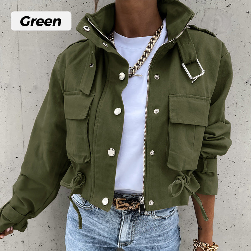 Urban Utility Kurzjacke "Military Chic" – Mit Stehkragen & verstellbarem Kordelzug