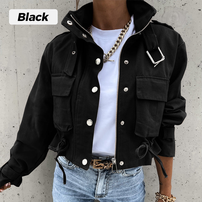 Urban Utility Kurzjacke "Military Chic" – Mit Stehkragen & verstellbarem Kordelzug