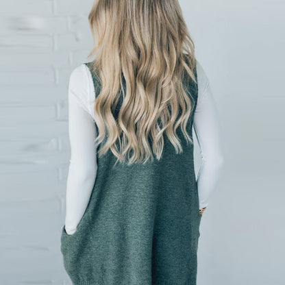 Damen Pullover-Weste mit V-Ausschnitt und Taschen