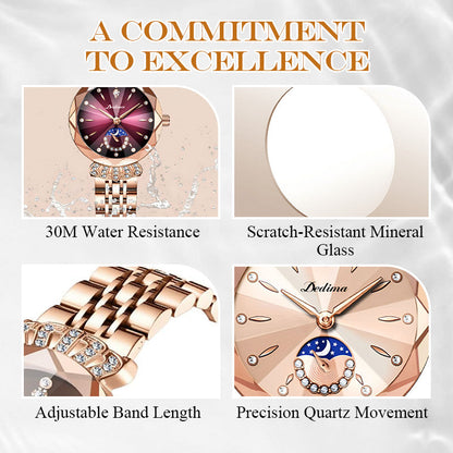 🎀🎀Modische Diamant-Mondstern-Uhr für Damen