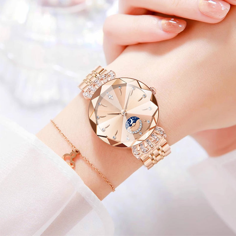 🎀🎀Modische Diamant-Mondstern-Uhr für Damen