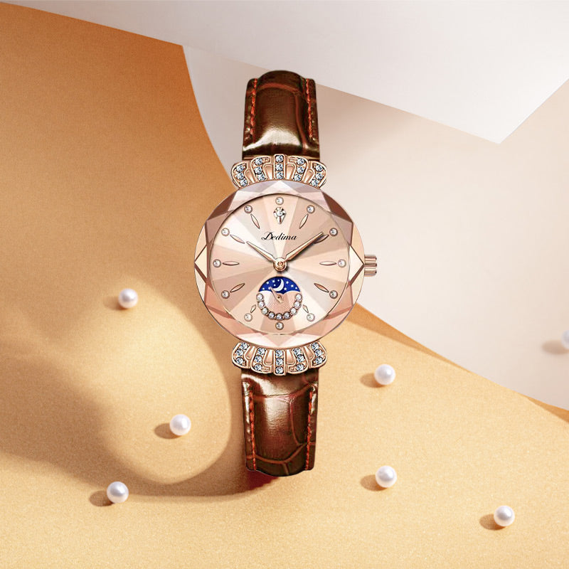 🎀🎀Modische Diamant-Mondstern-Uhr für Damen