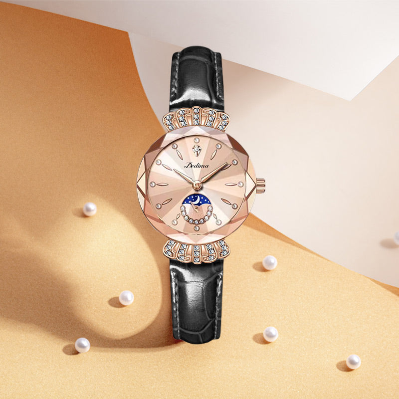 🎀🎀Modische Diamant-Mondstern-Uhr für Damen