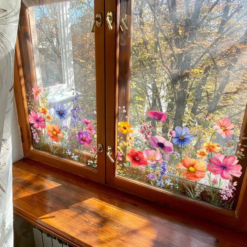 Bunter Blumenstrauß-Fensteraufkleber🖼️(frei zuschneidbar)