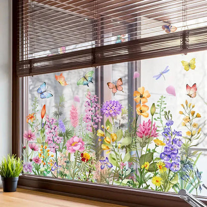 Bunter Blumenstrauß-Fensteraufkleber🖼️(frei zuschneidbar)