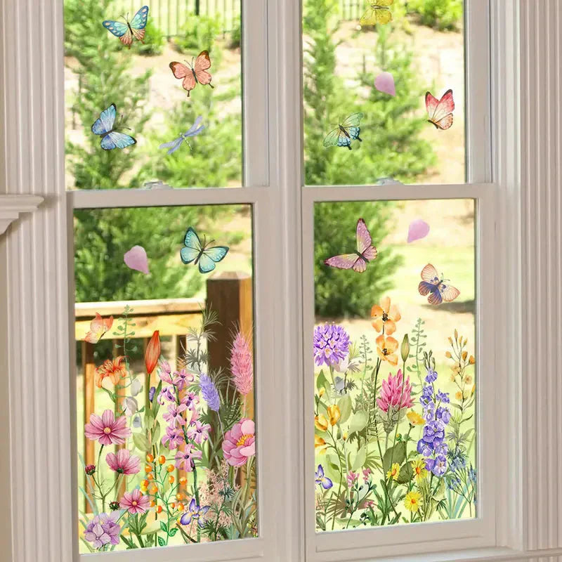 Bunter Blumenstrauß-Fensteraufkleber🖼️(frei zuschneidbar)
