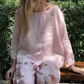 🥰Zweiteiliges Set aus Oberteilen in Unifarben und Hose mit weitem Bein und Blumenmuster
