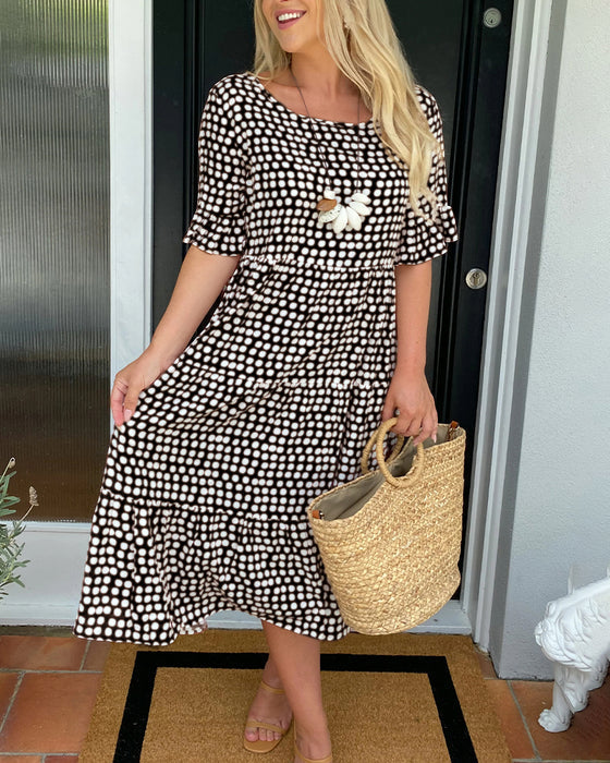 🎁 Was soll ich morgen anziehen? 🎁💥 Midikleid mit Rundhalsausschnitt mit Polka Dot Print